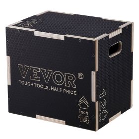 VEVOR 3 in 1 Plyometric Jump Box, 16/14/12 Inch Wooden Plyo Box, Platform & Jumping Agility Box