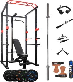 Multi-functional Power Cage,Home Adjustable Pullup Squat Rack 1000Lbs Capacity Comprehensive Fitness Barbell Rack